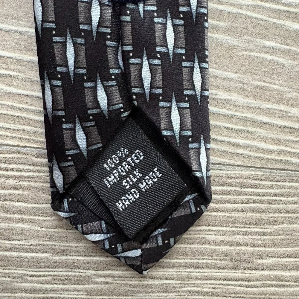 Ziggurat By Mulberry Neckwear Mens Black White‎ Geometric Classic Silk Neck Tie